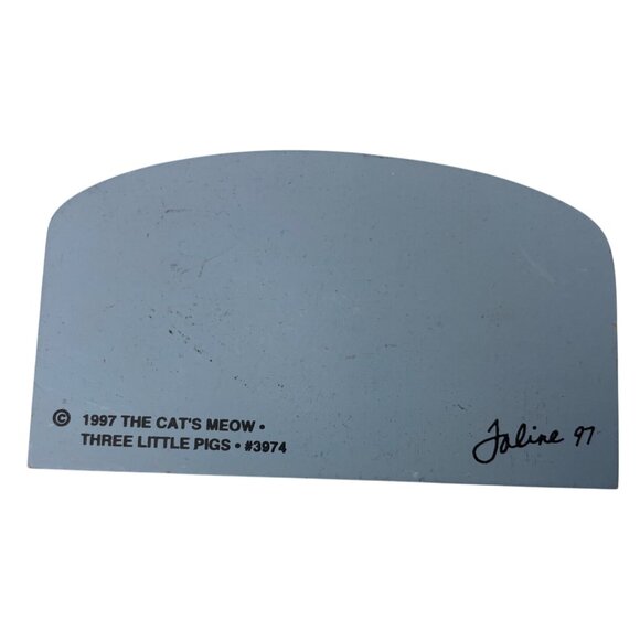 Three Little Pigs Wood Shelf Sitters The Cats Meow Village 1997 Vintage -Retired - Picture 5 of 16